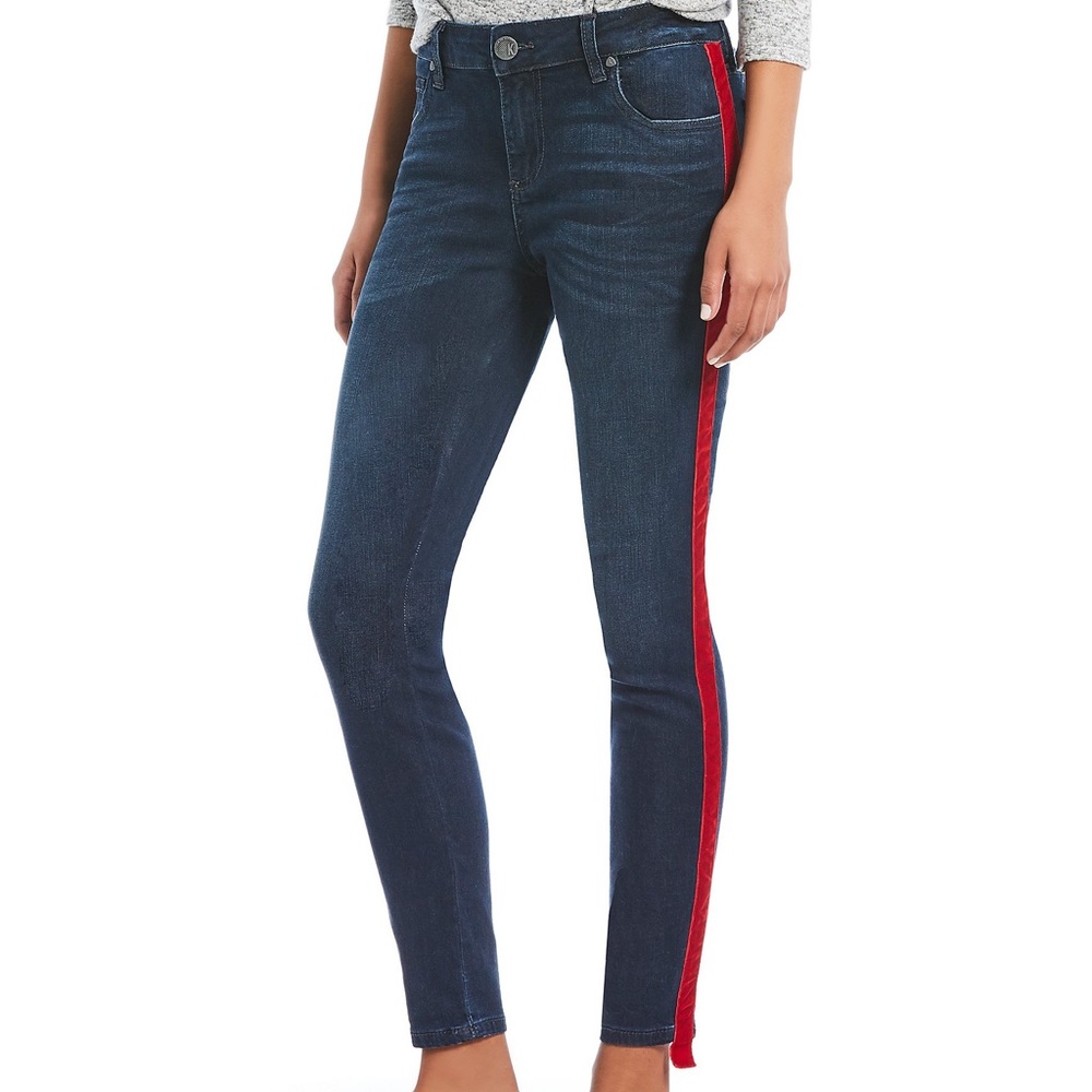 Kut From The Kloth Red Velvet Stripe Connie Ankle